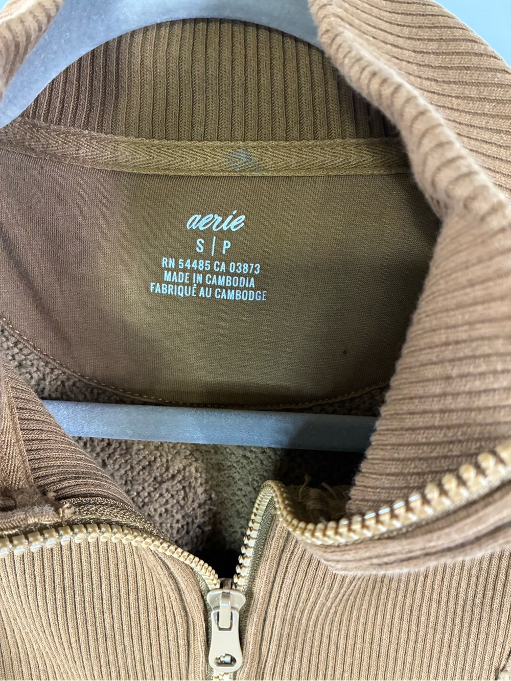 Aerie Women's Sherpa Fleece Quarter Zip Pullover Brown Size Small - Picture 3 of 6